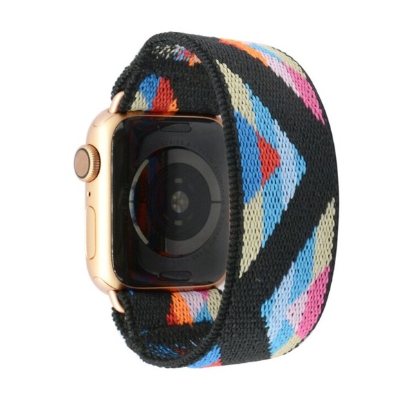 Fitbit Versa 2 Versa Lite Soft Nylon Fabric Multicolor Chevron Embroidered Band - Picture 8 of 10